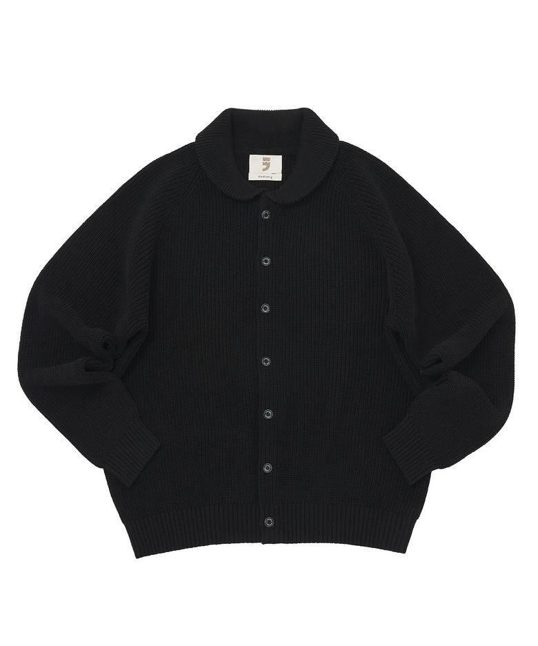 ROUND-COLLAR 7G KNIT CARDIGAN (Black)