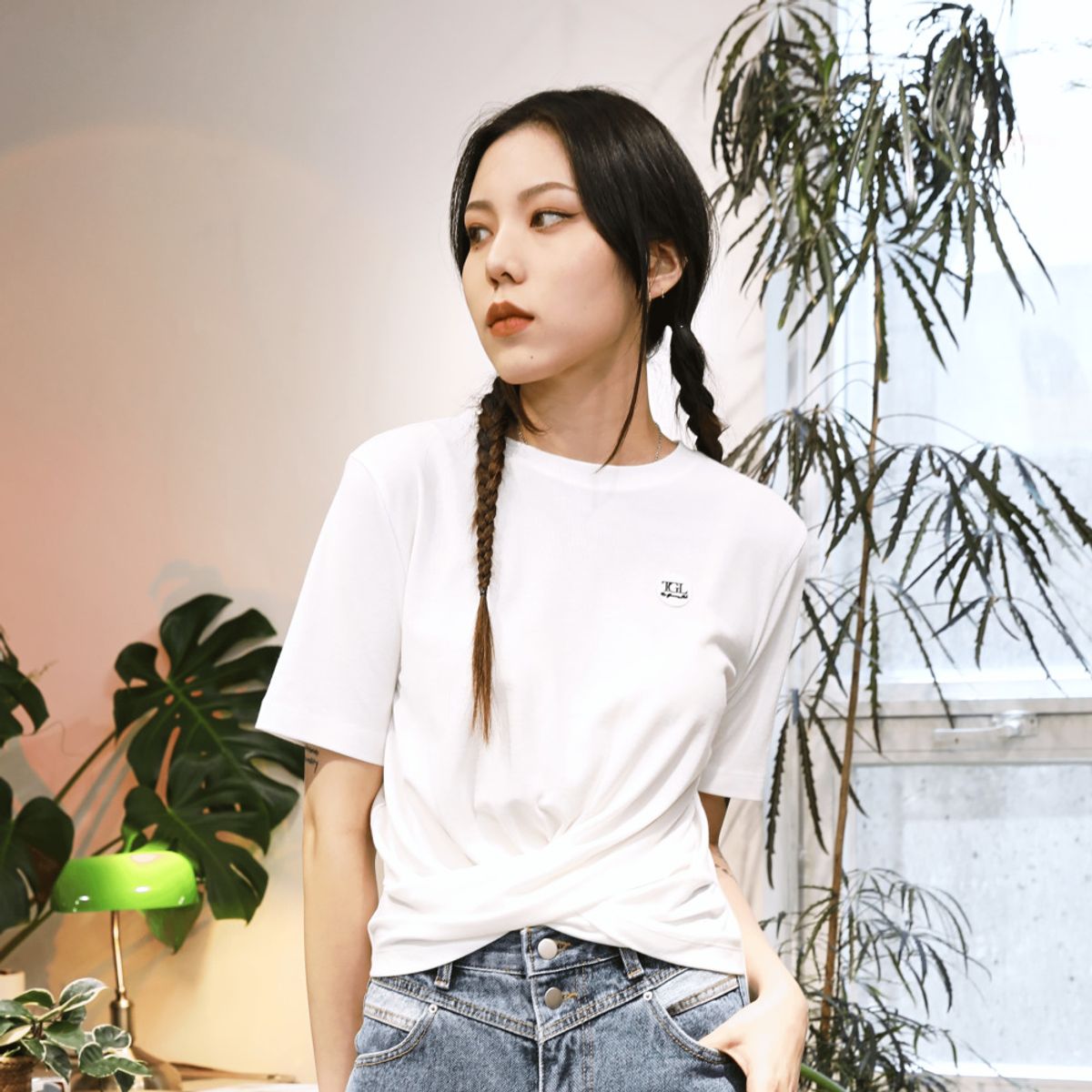 더그린랩(THE GREEN LAB) 여성 트위스트 모달 반팔티셔츠 [화이트]