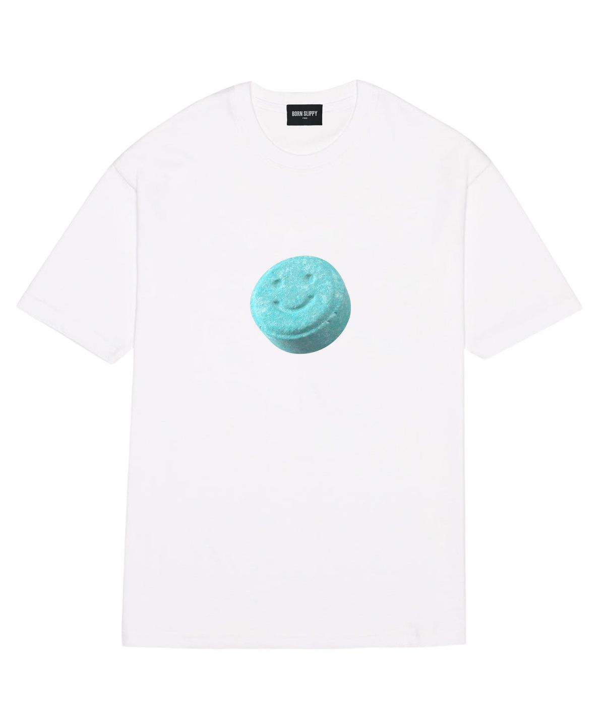 본슬리피(BORN SLIPPY) Smile Candy(Sky Blue) T-shirt (White)