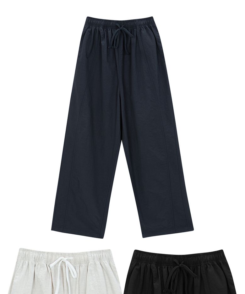 Twisted curved roll-up pants (navy)