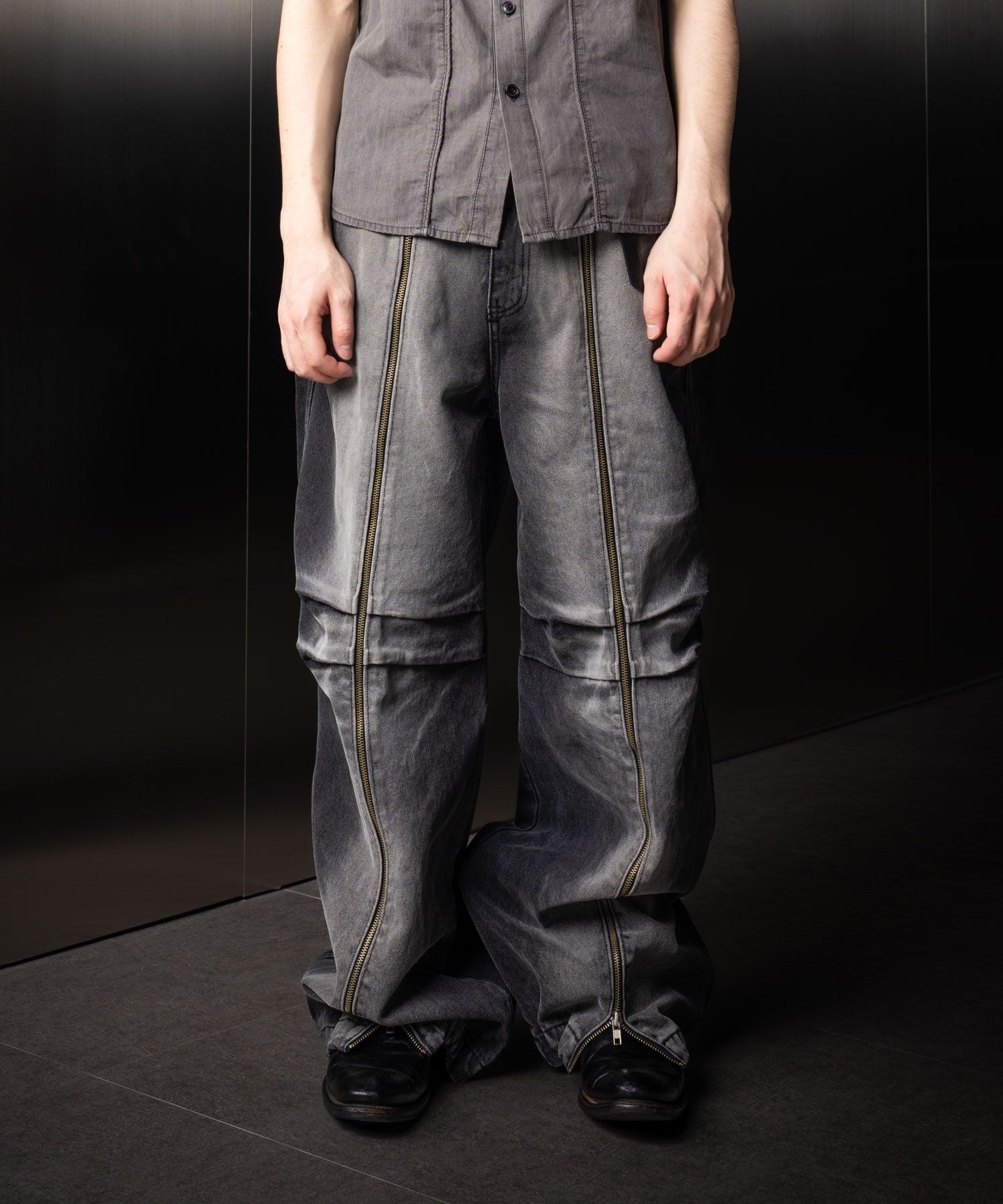 福袋 セール MUSINSA | IUGAMAKARAS Long Zipper Denim Pants (Black) パンツ