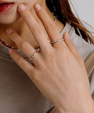 BHS404 [써지컬스틸] 화이트 큐빅 레이어드 반지