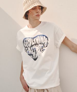빈티지 하트 티셔츠 WHITE-BLUE