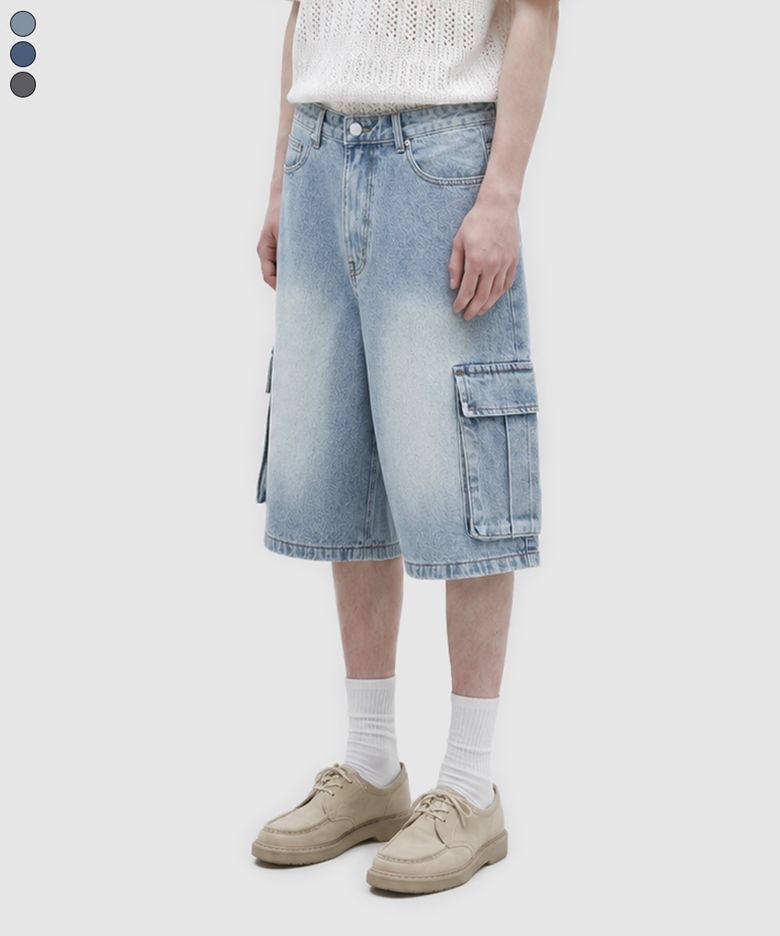 Liam Cargo Bermuda Half Denim Shorts 3 Color [BLSD_2001]