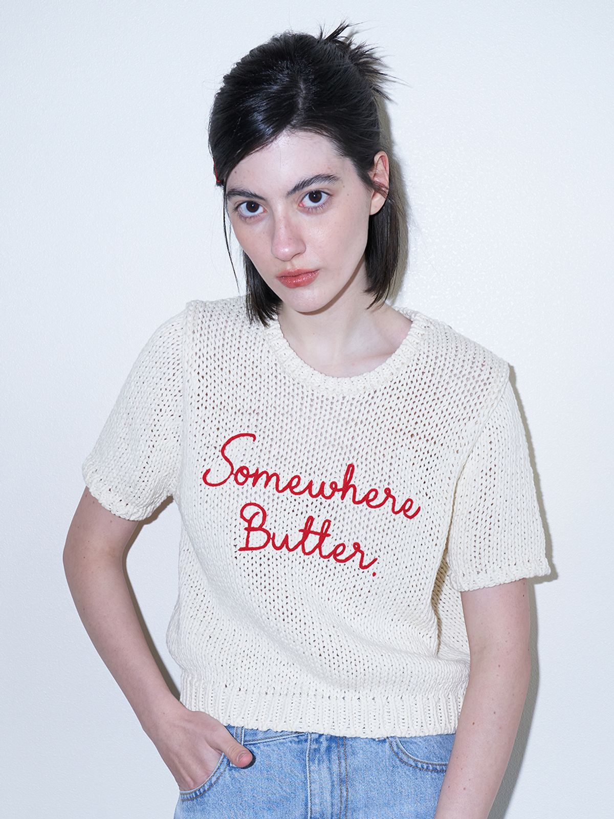 썸웨어버터(SOMEWHEREBUTTER) letter knit - cream