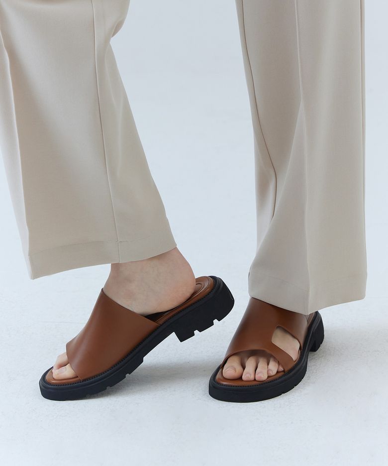 라운드 토 청키힐 슬리퍼 412323001 (3cm/3color)