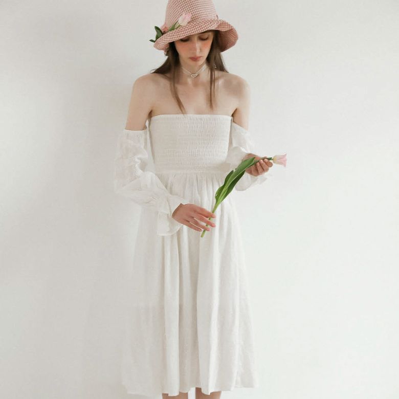 DD_White ruffle off shoulder dress