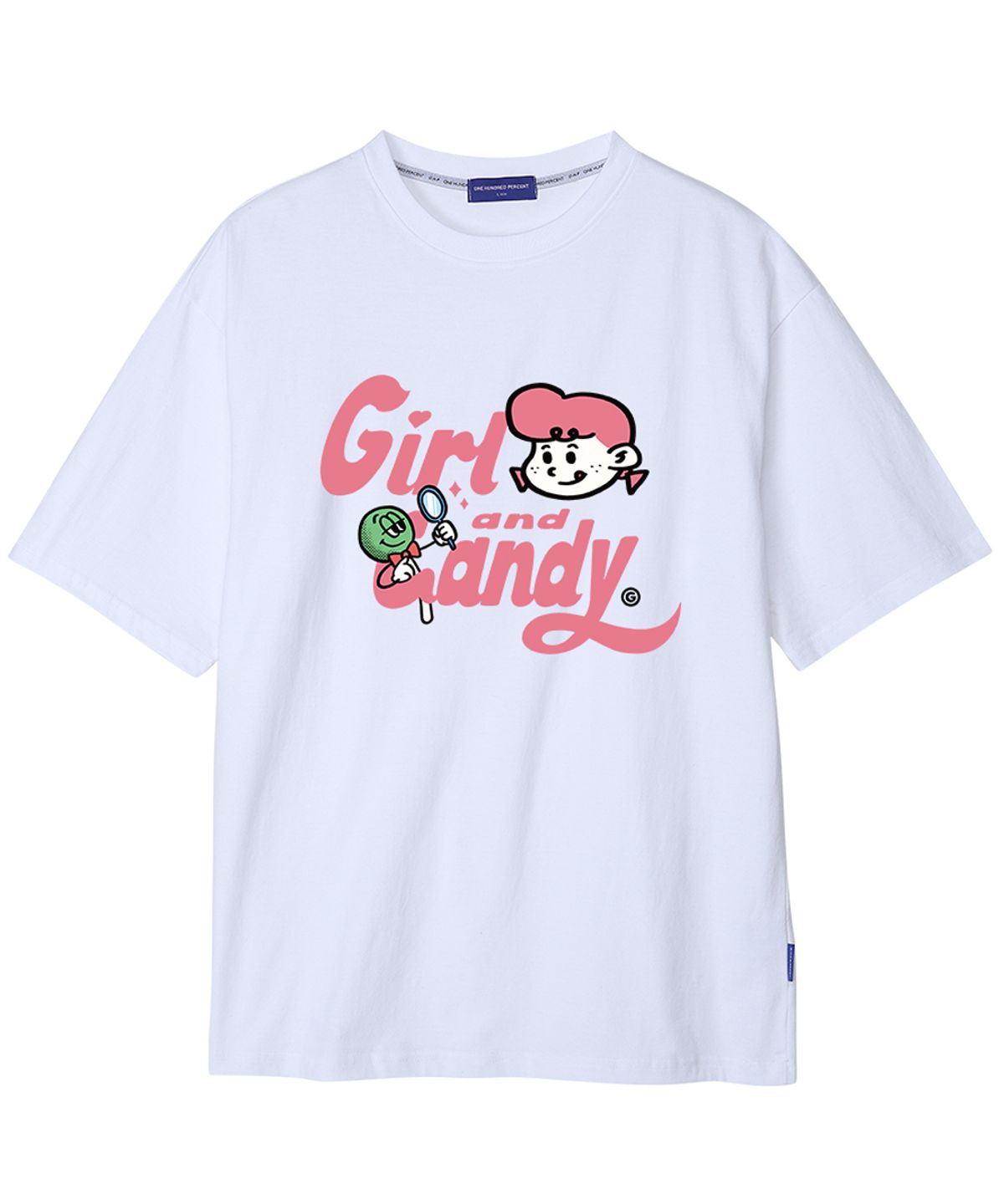 원헌드레드퍼센트 포 우먼(ONEHUNDREDPERCENT FOR WOMAN) OHP X GUTE 걸 앤 캔디 세미오버 반팔티