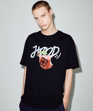 애플 앤 비글 로고 반팔티셔츠 블랙