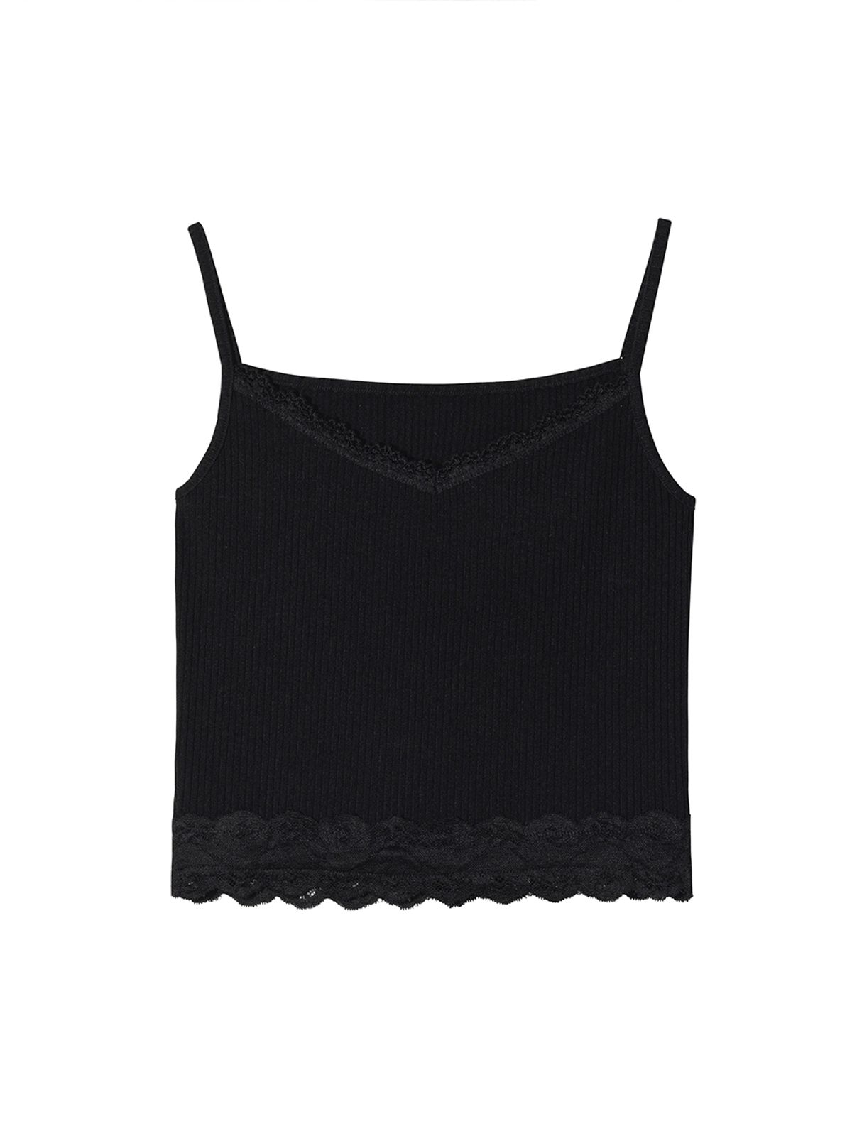 오앨(OUEL) CROP SLVLESS KNIT TOP_BLACK