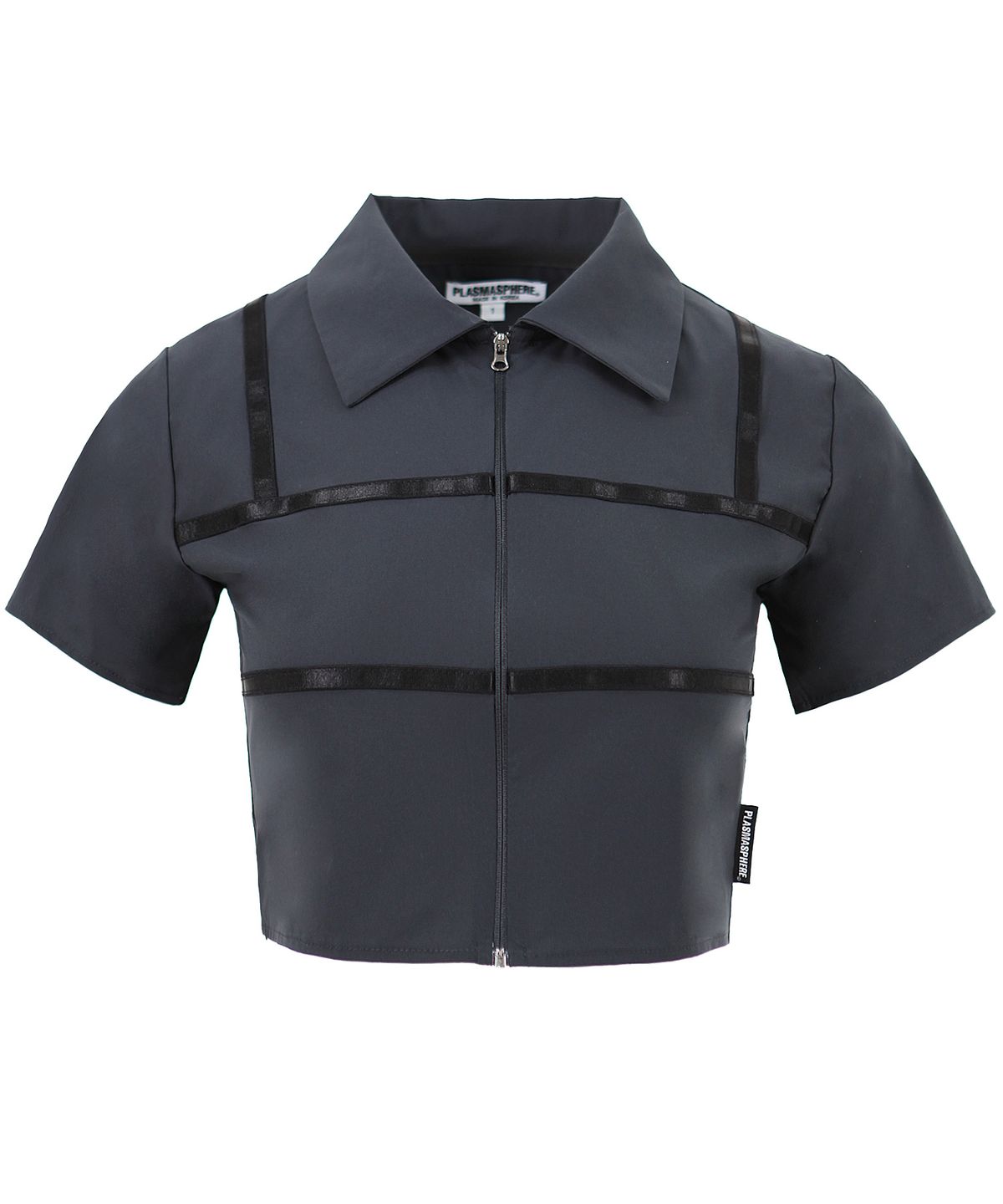 플라즈마스페어(PLASMA SPHERE) WELL SHIRT IN GREY(크롭 집업 셔츠)