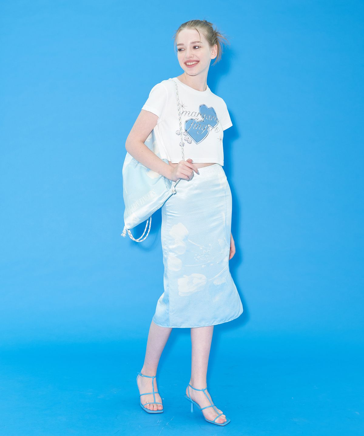 마가린핑거스(MARGARIN FINGERS) FLOWER BITMAP SKIRT (BLUE)