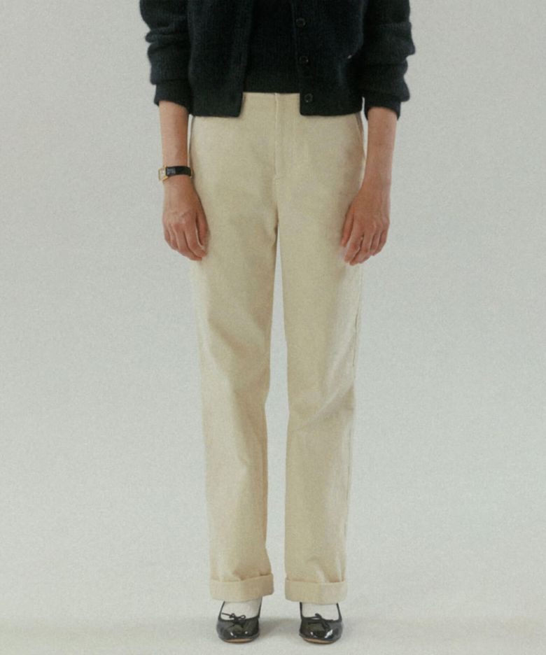 CORDUROY ROLL UP PANTS CREAM