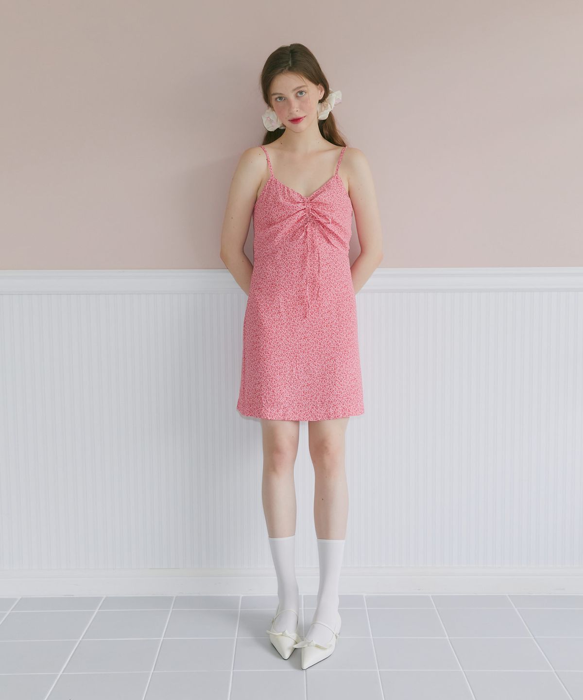 마가린핑거스(MARGARIN FINGERS) FLOWER SLIP ONE-PIECE (PINK)
