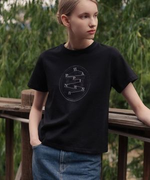 H-S 콜럼 레귤러 티셔츠_BLACK