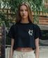 HCH 자수 크롭 티셔츠_BLACK