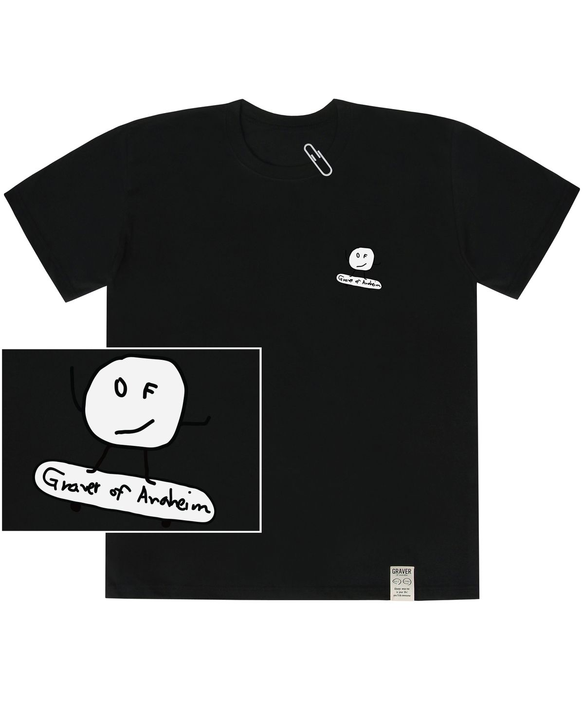 그레이버(GRAVER) [UNISEX]화이트 도트 보드 반팔티_블랙