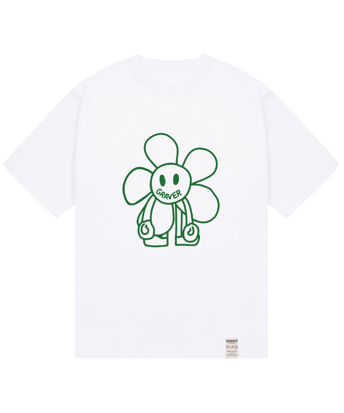 그레이버(GRAVER) [UNISEX]코믹스 라인 플라워드로잉 반팔티_화이트