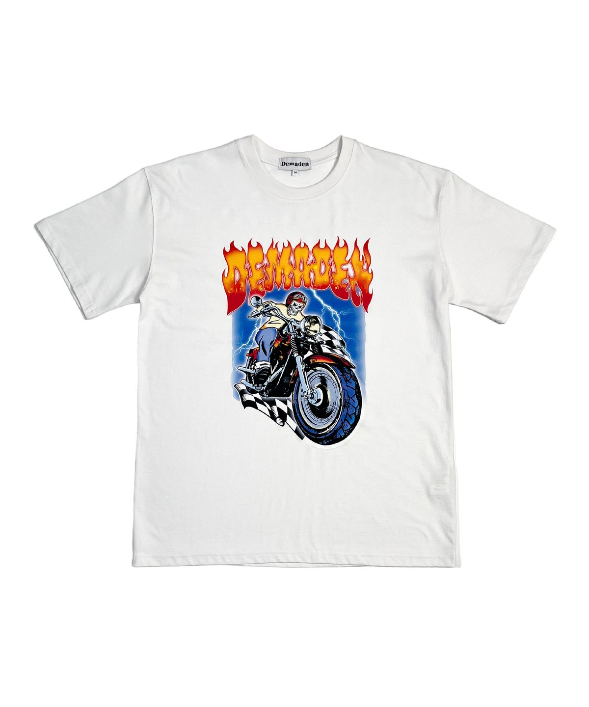 디메이든(DEMADEN) SKULL MOTORCYCLE GANG 1/2 T-SHIRT WHITE