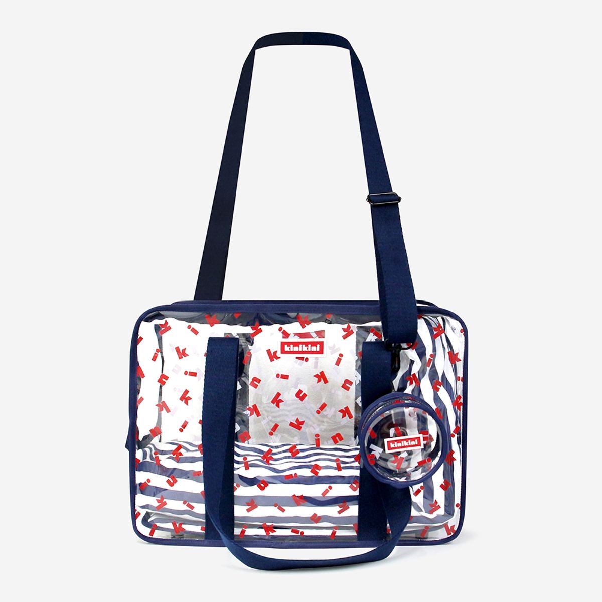 키니키니(KINIKINI) [SET] 시그니처 로고 PVC 캐리어백+풉백+이너쿠션+스트랩 세트