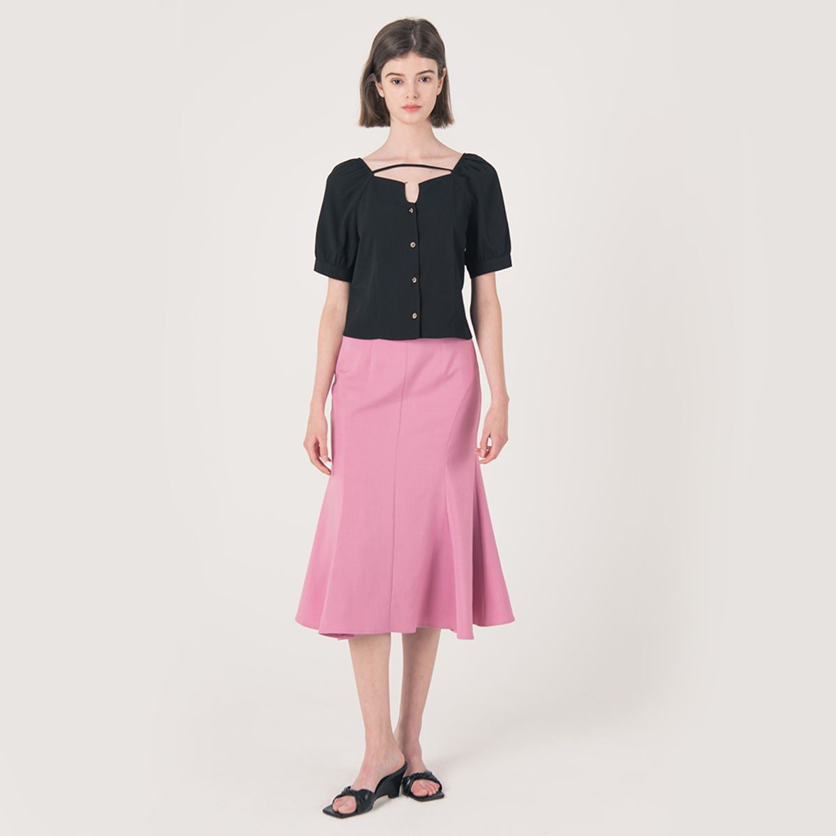 웬스데이딜라잇(WEDNESDAY DELIGHT) WED_Fishtail high waist skirt_PINK