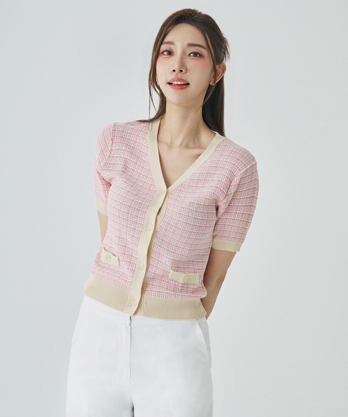 숲(SOUP) 체크 패턴 반팔 카디건(SZ5GD90)