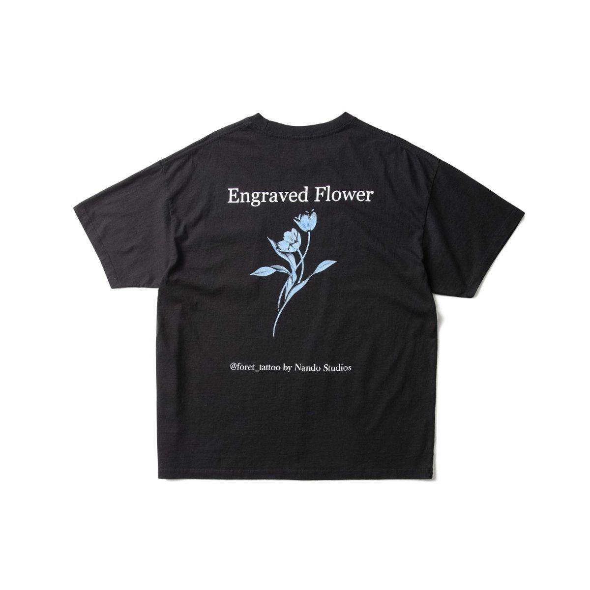 암피스트(AMFEAST) ENGRAVED FLOWERS HALF SLEEVES T SHIRTS Black