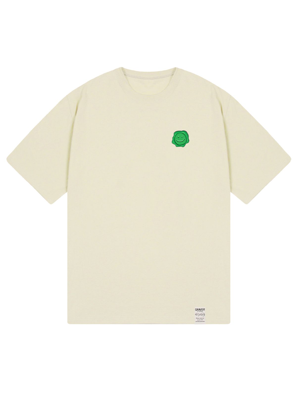 그레이버(GRAVER) [UNISEX]그린실링 스몰 드로잉스마일 반팔티_샌드베이지