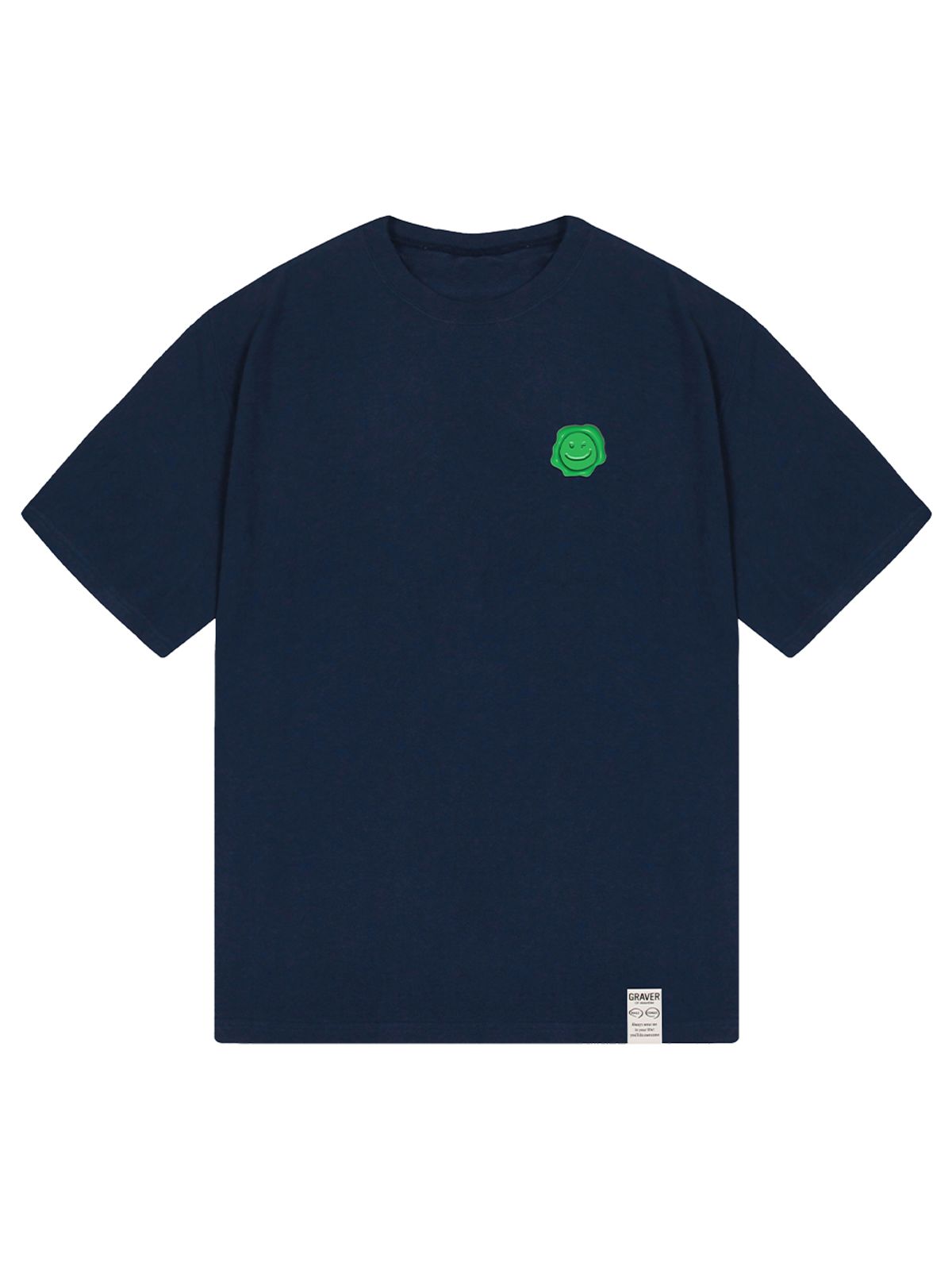 그레이버(GRAVER) [UNISEX]그린실링 스몰 드로잉스마일 반팔티_네이비