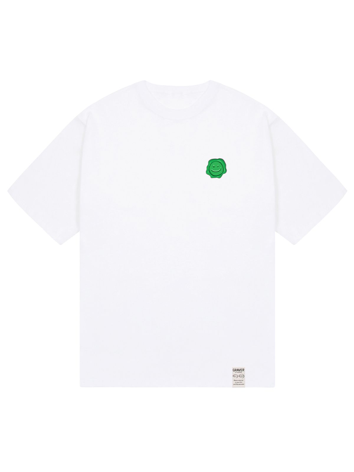 그레이버(GRAVER) [UNISEX]그린실링 스몰 드로잉스마일 반팔티_화이트