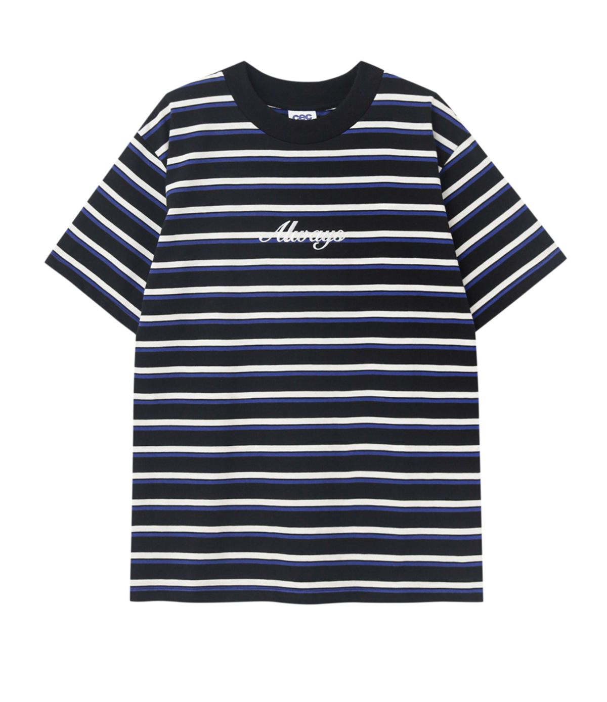 챈스챈스(CHANCECHANCE) ALWAYS EMBROIDERED STRIPE T-SHIRT(BLACK)
