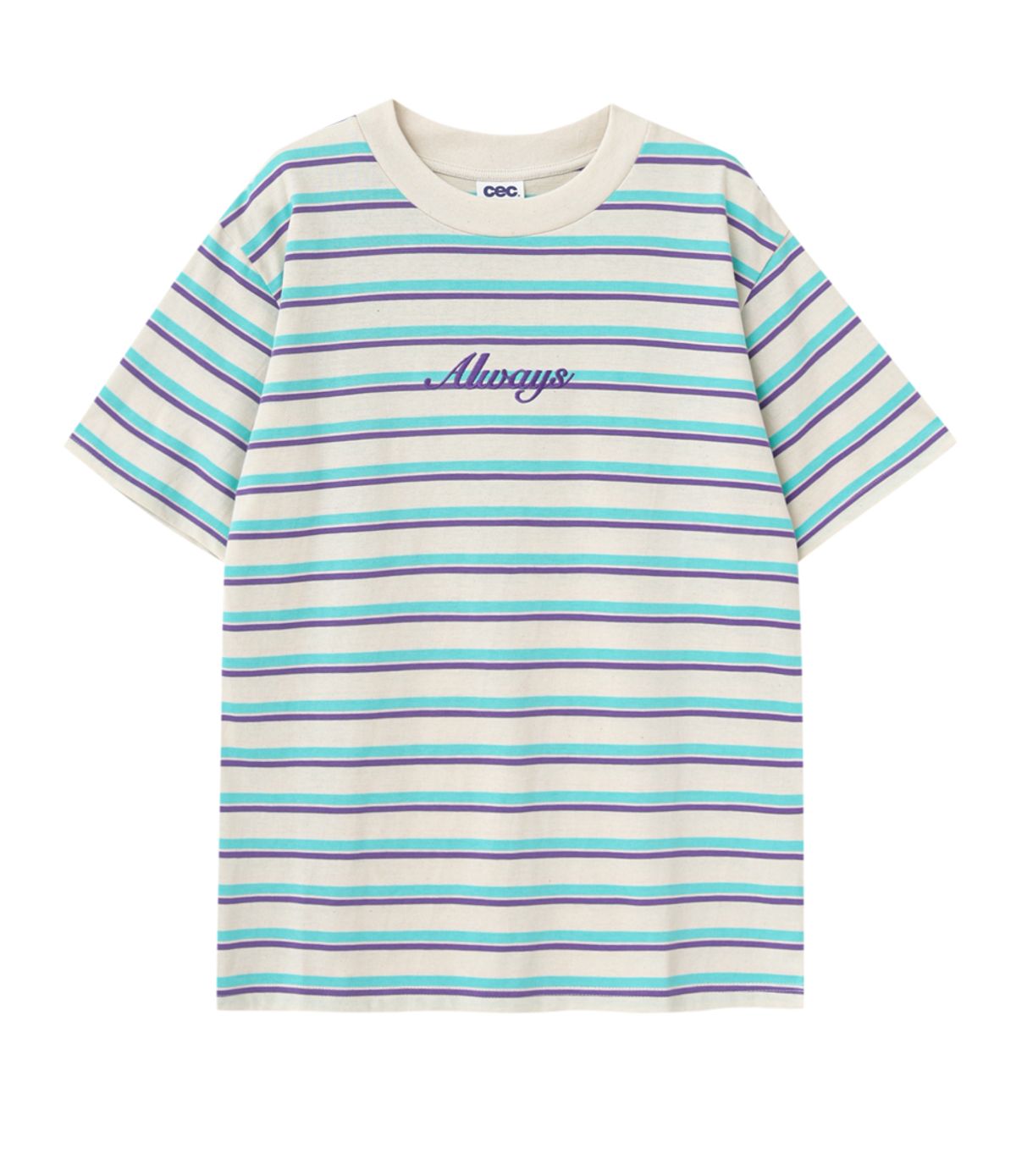 챈스챈스(CHANCECHANCE) ALWAYS EMBROIDERED STRIPE T-SHIRT(IVORY)
