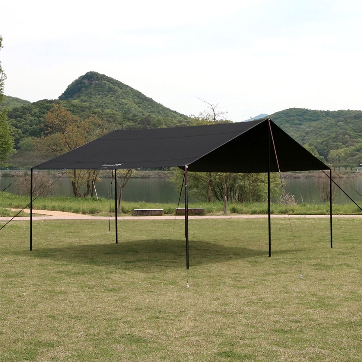홀리데이(HOLIDAY) 300D 국산 블랙코팅 렉타 타프 풀세트ㅣ블랙