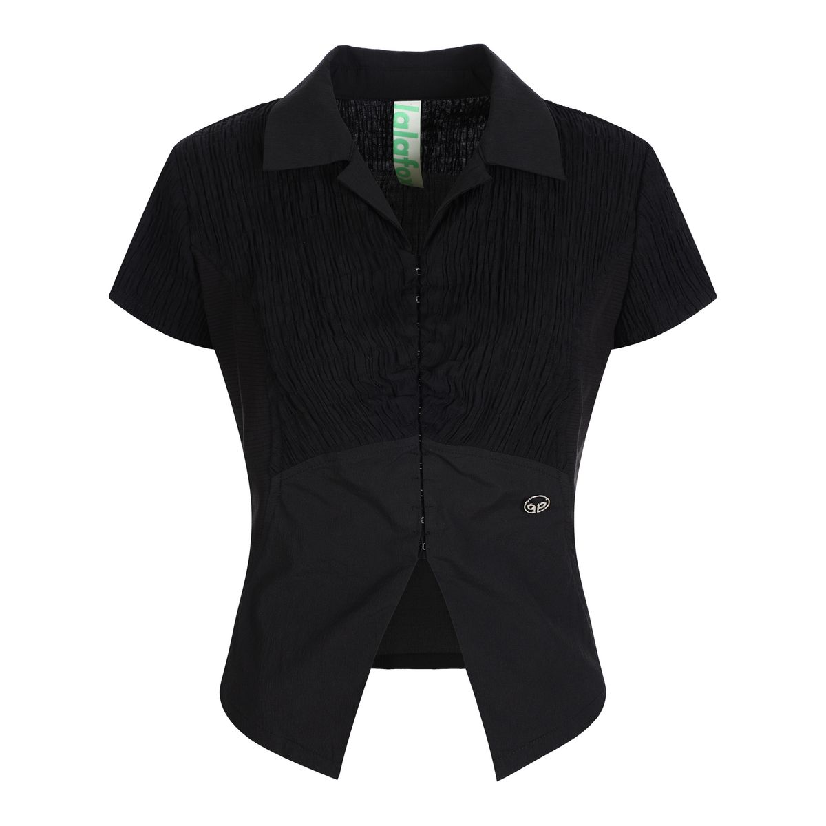 라라폭스(LALAFOX) WRINKLE HOOK BLOUSE 후크 블라우스 BLACK BP2CB001