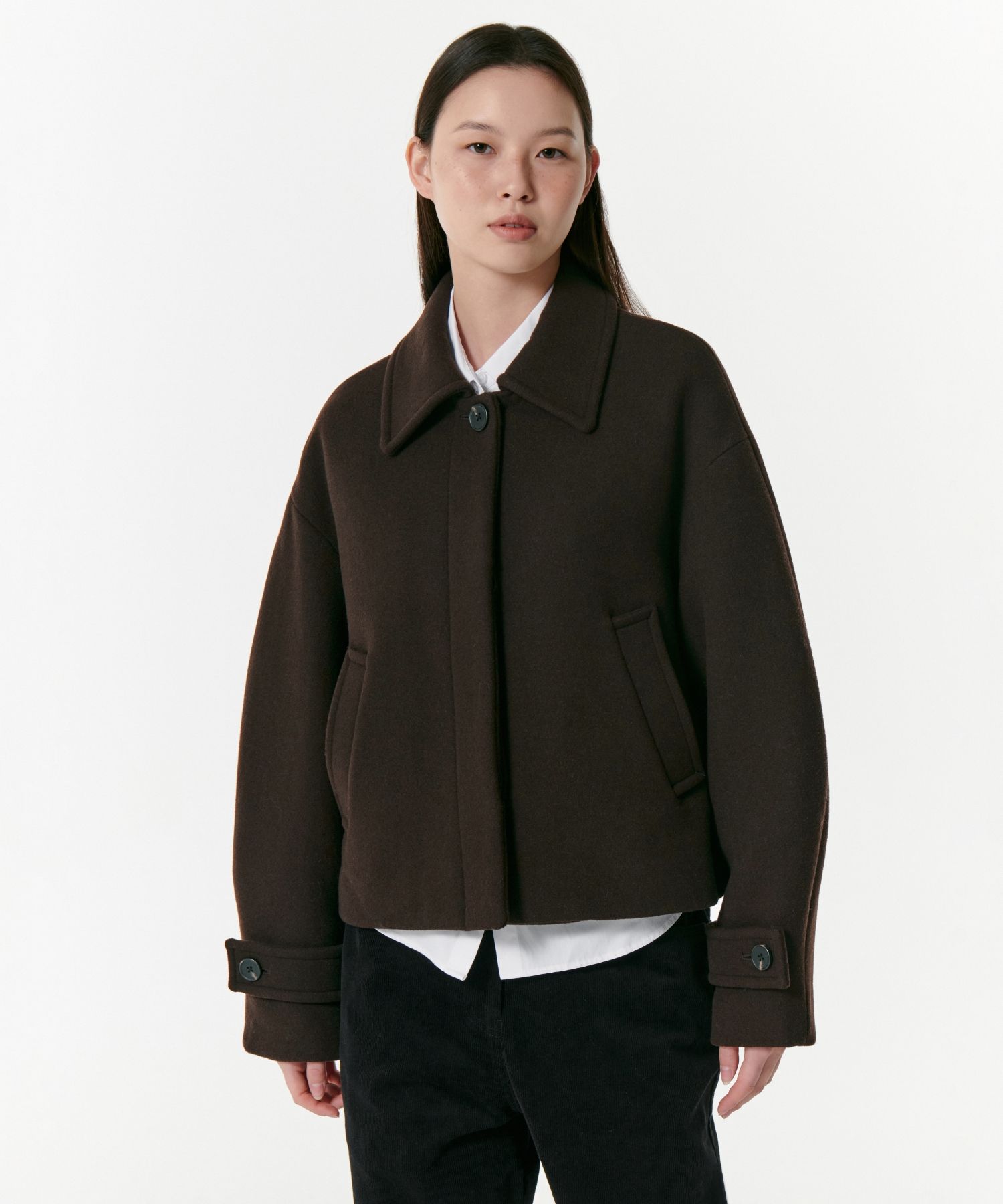 コート MUSINSA STANDARD Women's Cashmere Blend Short Mac Coat Dark MUSINSA | MUSINSA STANDARD WOMAN Women's Cashmere Blend