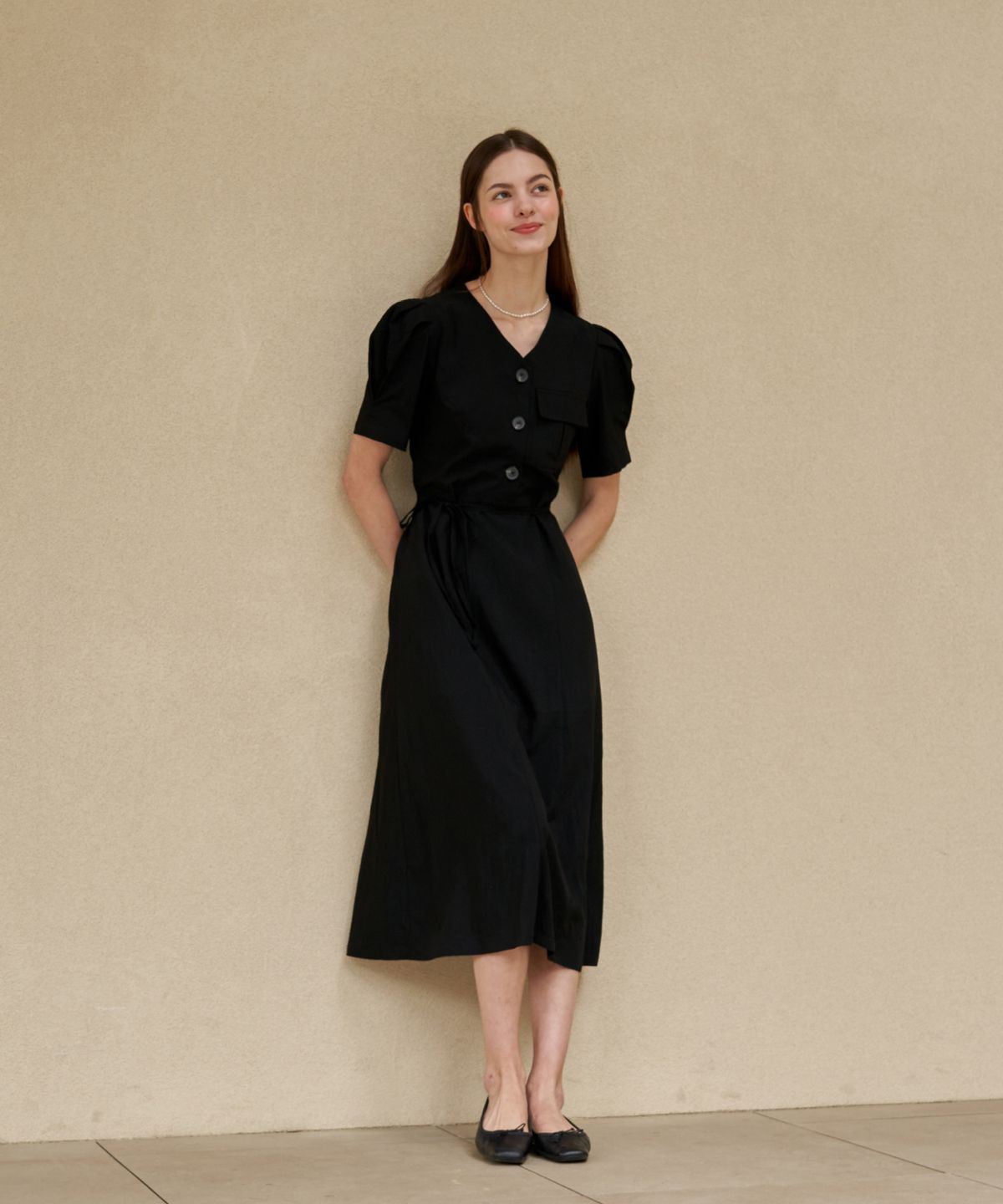 벨류엣(VALLUAT) Bell Puff Dress_Black