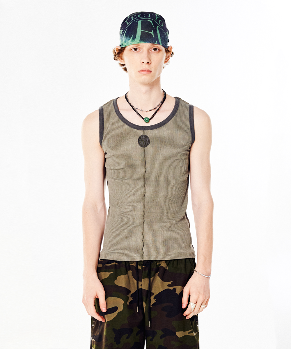 ★LECYTO★ Vintage Pigment SleevelessBeige MUSINSA | LECYTO Vintage Pigment Sleeveless_[Khaki]
