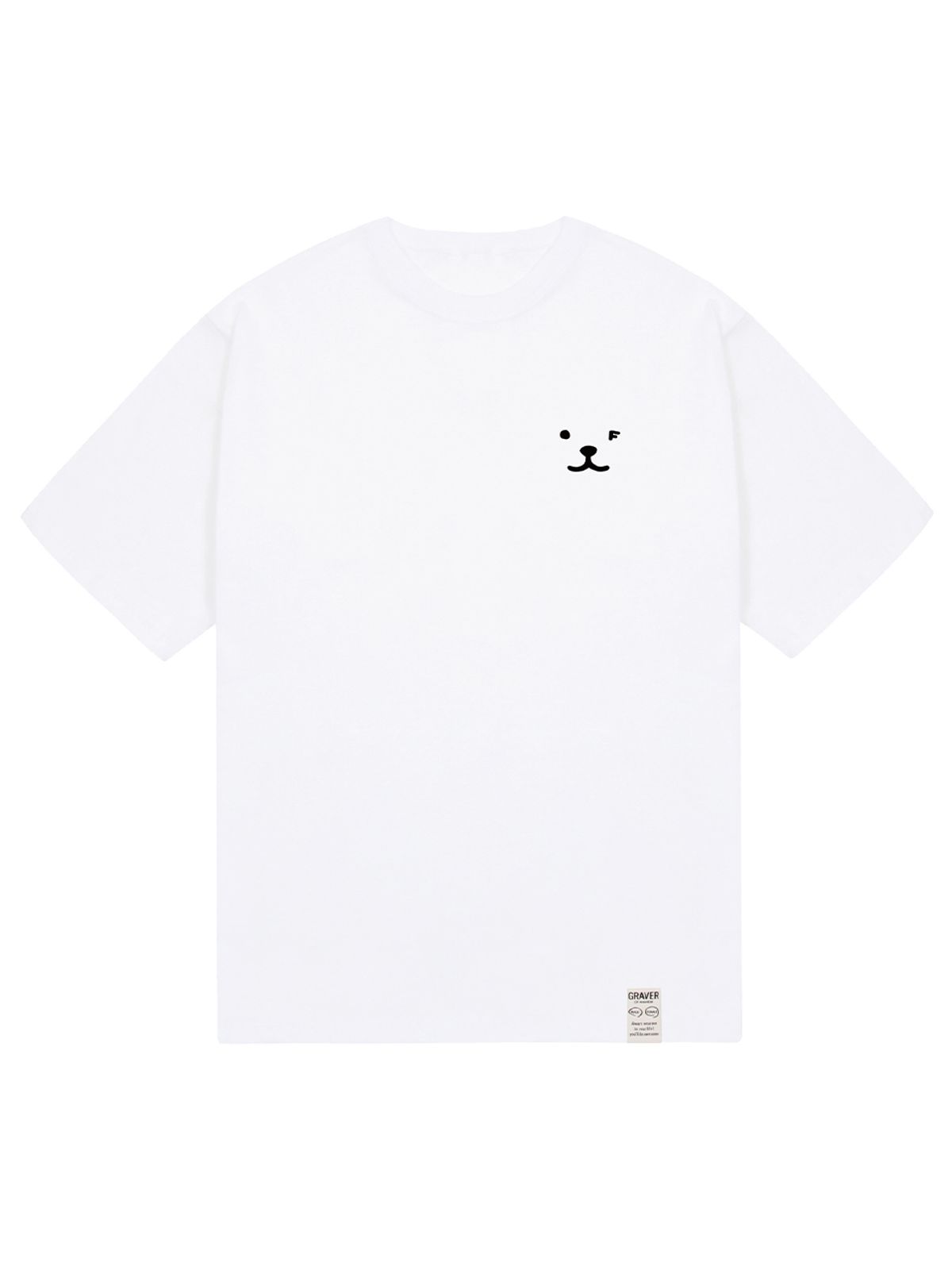 그레이버(GRAVER) [UNISEX]퍼피 페이스 블랙 스몰 드로잉스마일 반팔티_화이트