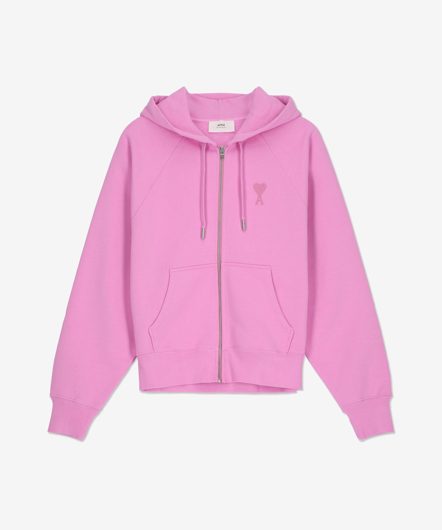MUSINSA公式 | AMI Small Heart Logo Raglan Zip-Up Hoodie