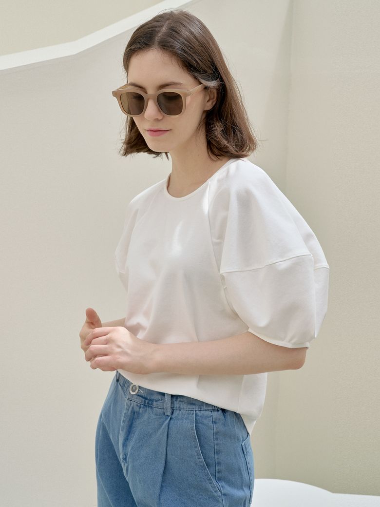 Big Puff Sleeve T-shirt - IVORY