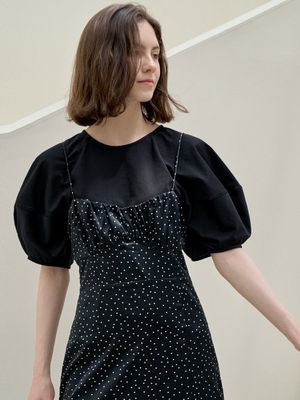 Big Puff Sleeve T-shirt - BLACK