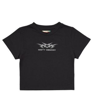 미스티 메모리 로고 크롭탑_차콜