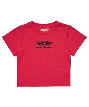 미스티 메모리 로고 크롭탑_마젠타