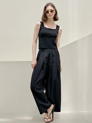 Summer Wide Banding Pants - BLACK