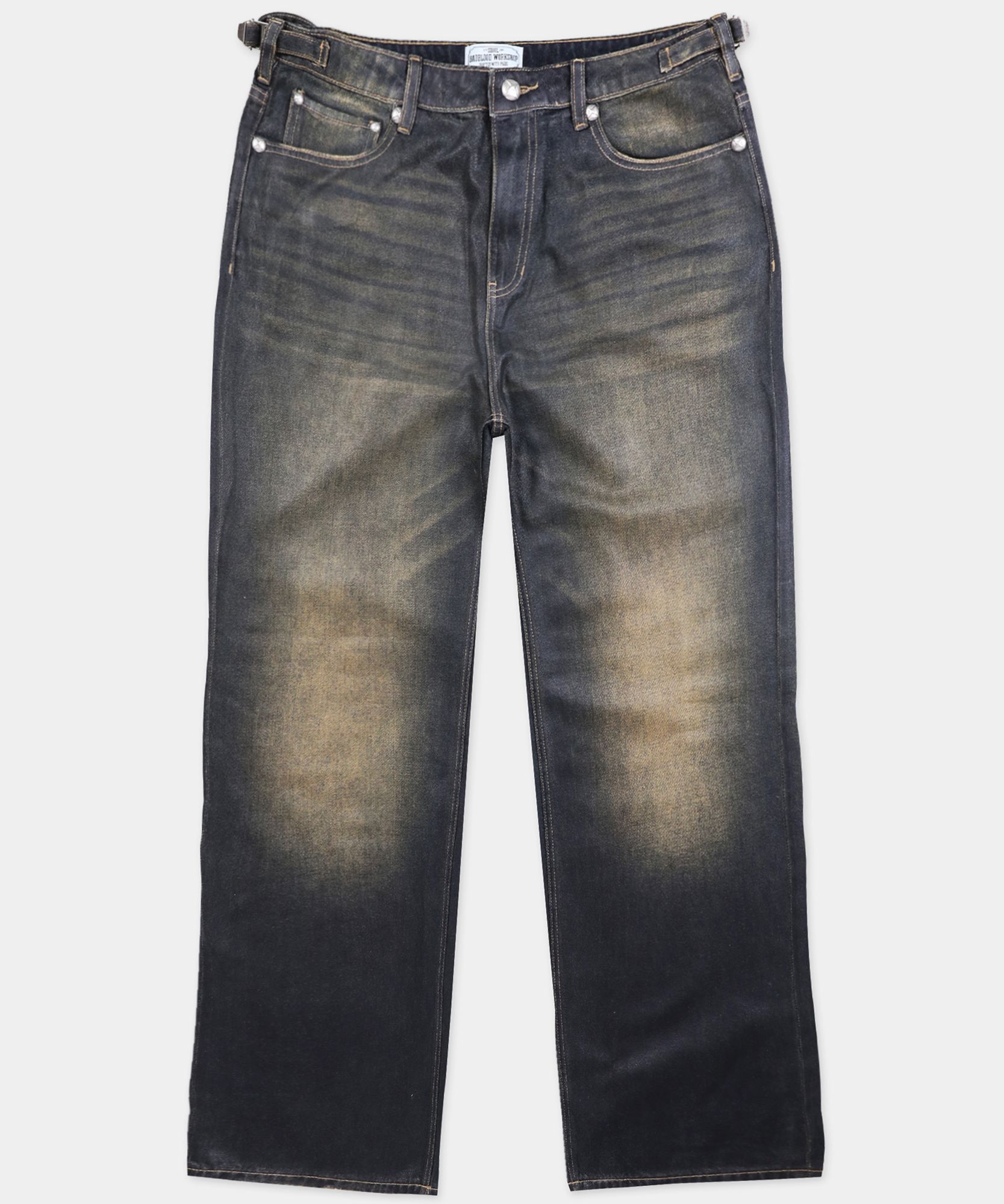 ★BADBLOOD★ 0097 Daddy Exhaust Coating Jeans Dark Rust MUSINSA | BADBLOOD 0097 Daddy Baggy Coated Jeans - Dark Rust