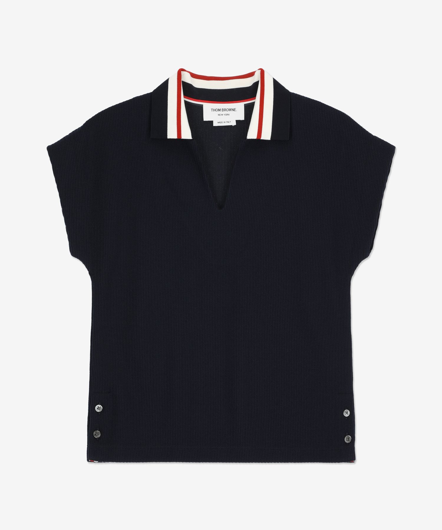 THOM BROWNE ストライプディテール ポロシャツ 【公式通販】