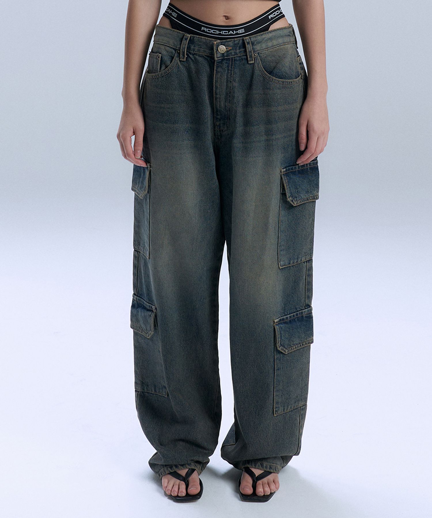 パンツ ROCKCAKE Double Cargo Jeans Vintage Yellow RC23PT02300 MUSINSA公式 | ROCKCAKE Double Cargo Jeans - Vintage Yellow