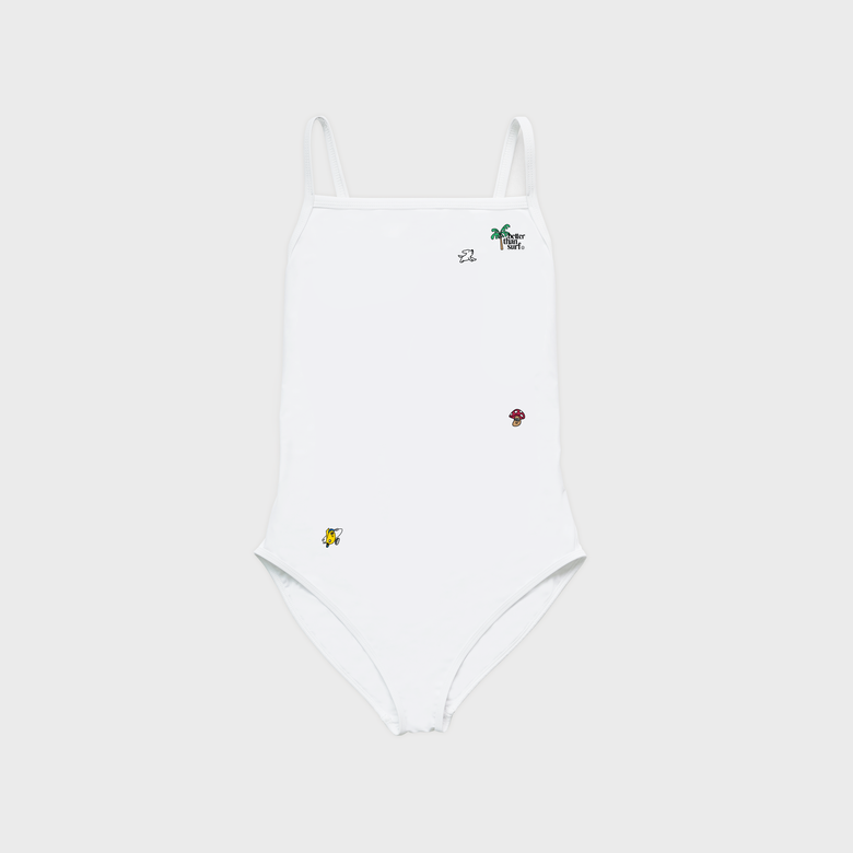 SWIM BASIC ONE-PIECE - CHARACTER WHITE  스윔 베이직 원피스 - 캐릭터 화이트