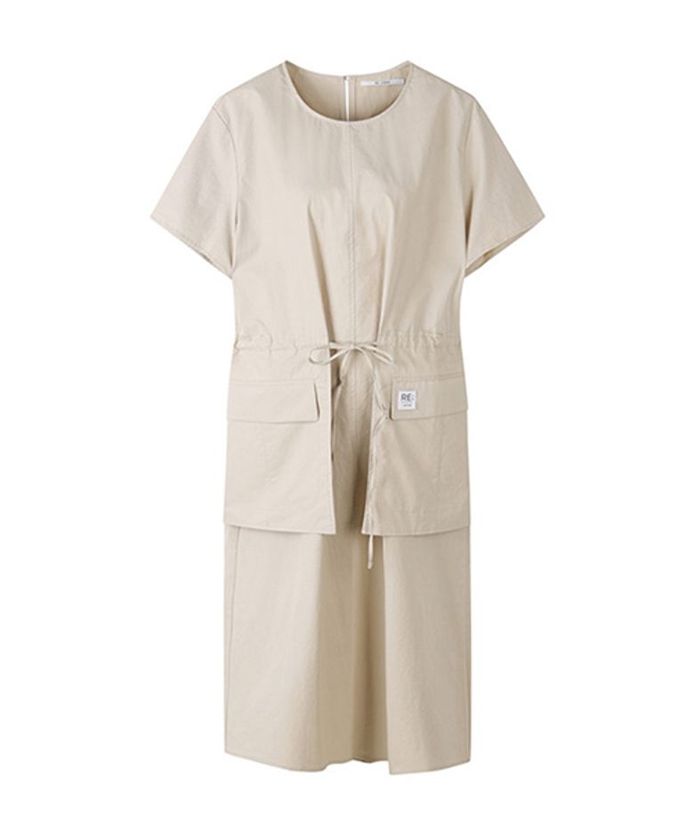 Check Pocket Detail Midi Dress_RQDAM23562BEX