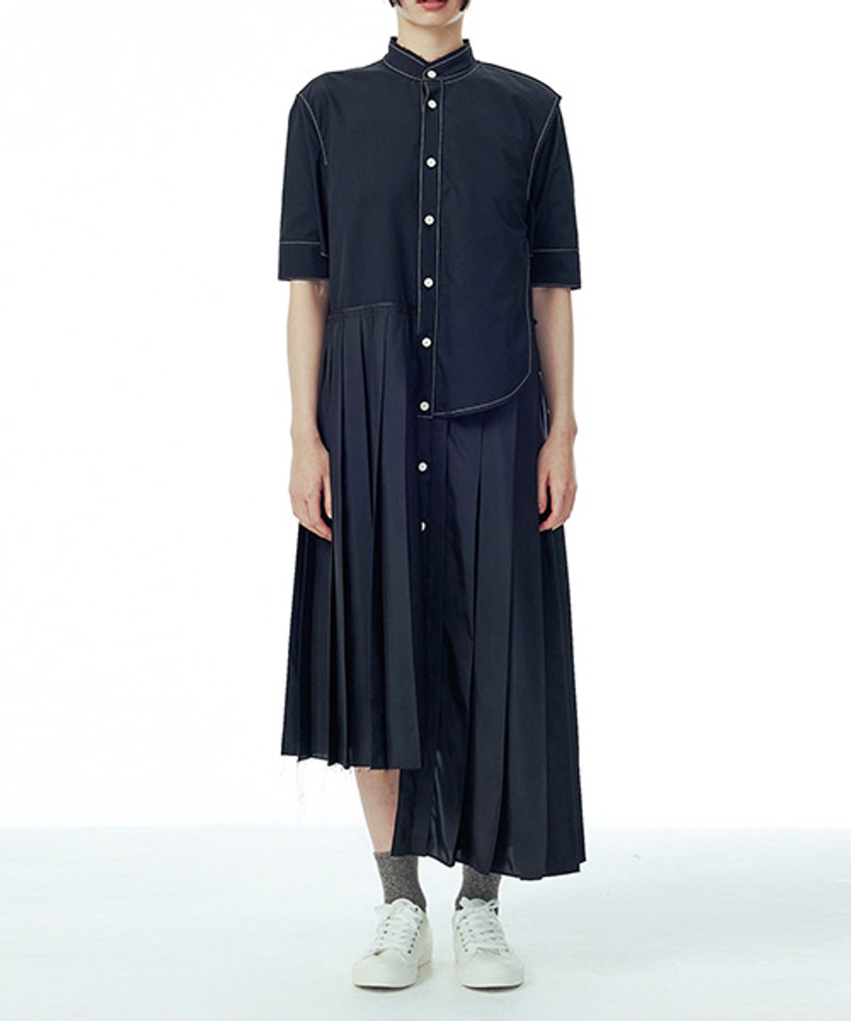래코드(RECODE) Shirts Detail Pleats Long Dress _RQDAS23547BKX